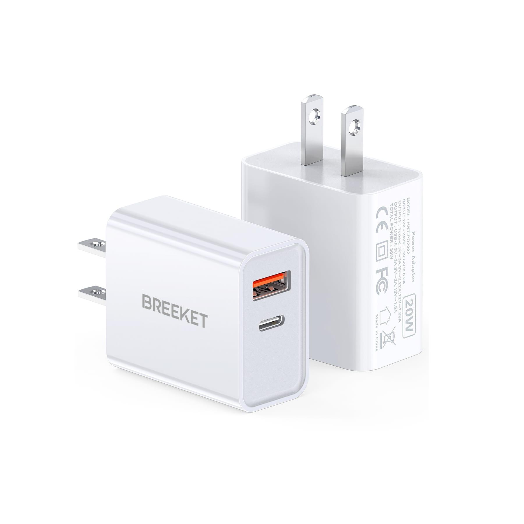 BREEKET 2-Port 20W Fast Wall Charger for Phone - BREEKET