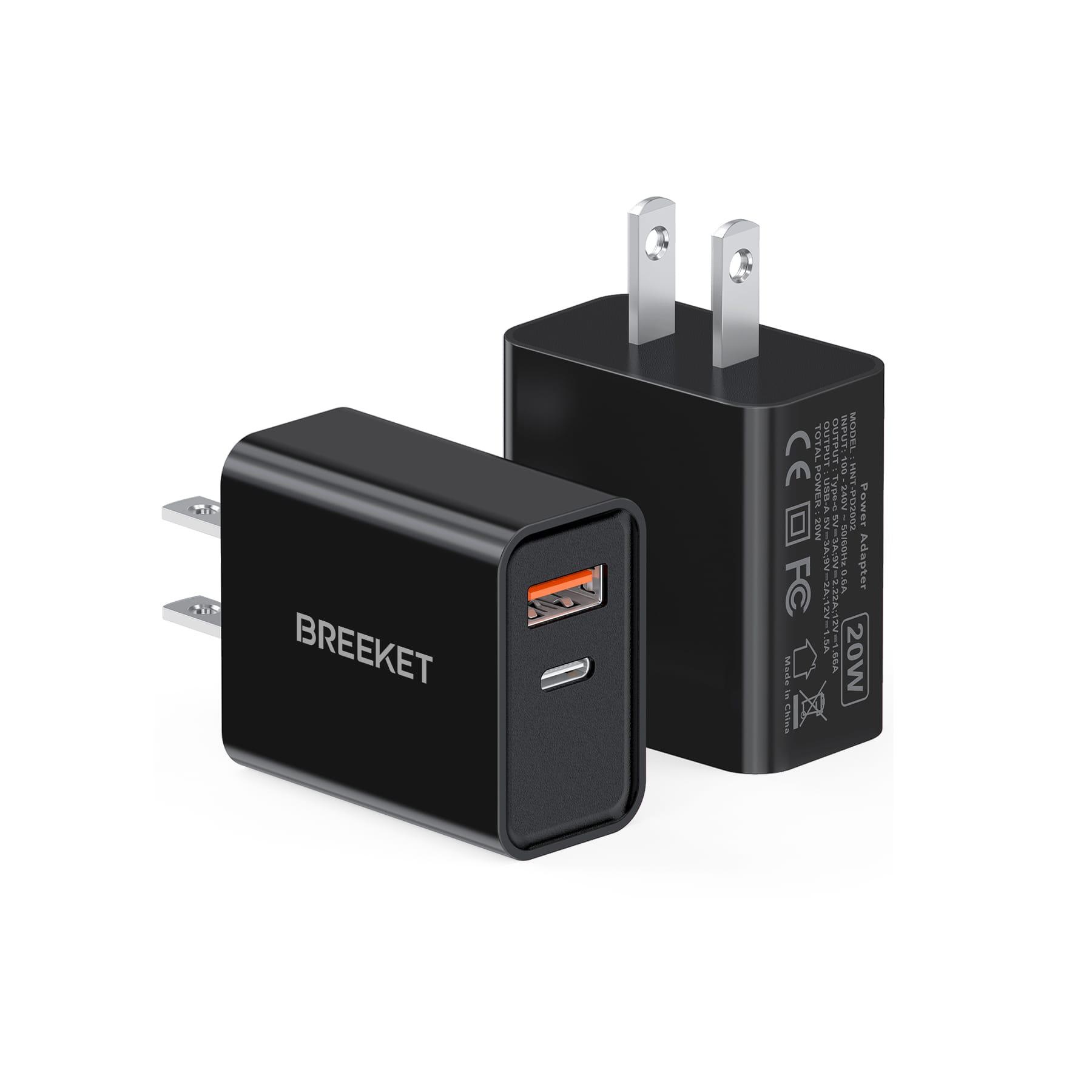 BREEKET 2-Port 20W Fast Wall Charger for Phone - BREEKET