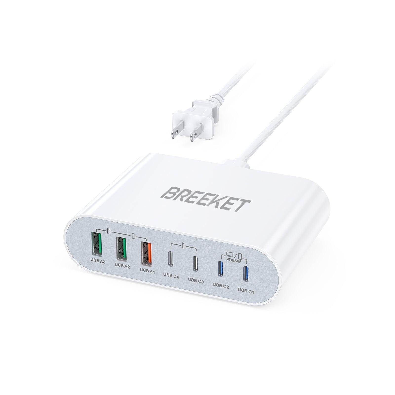 BREEKET 7 Ports 185W USB C Fast Charger for Phone, Laptop and More - BREEKET