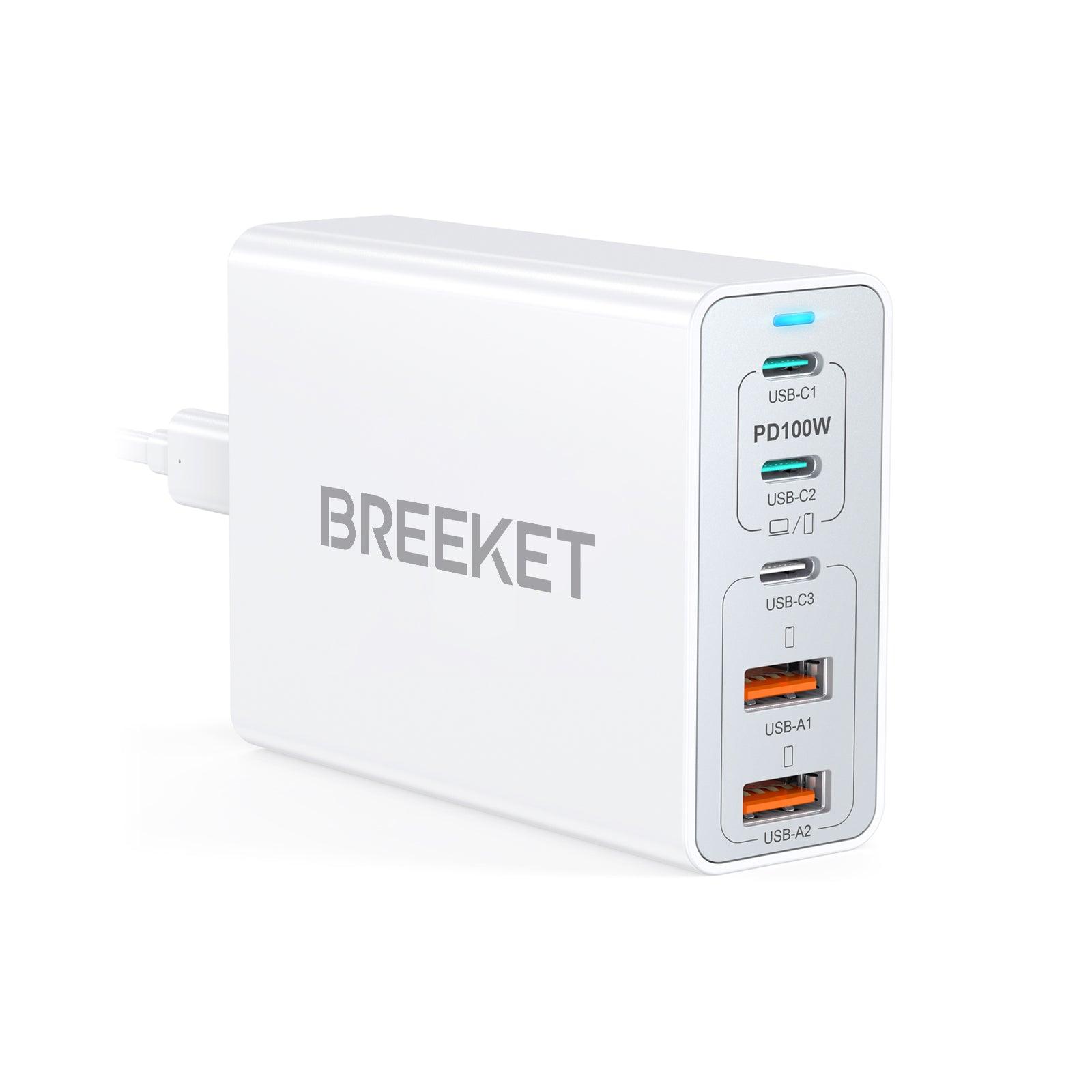 BREEKET 5 Ports 155W USB C Powerful Charging Station for Laptops, Phones, and More Devices - BREEKET