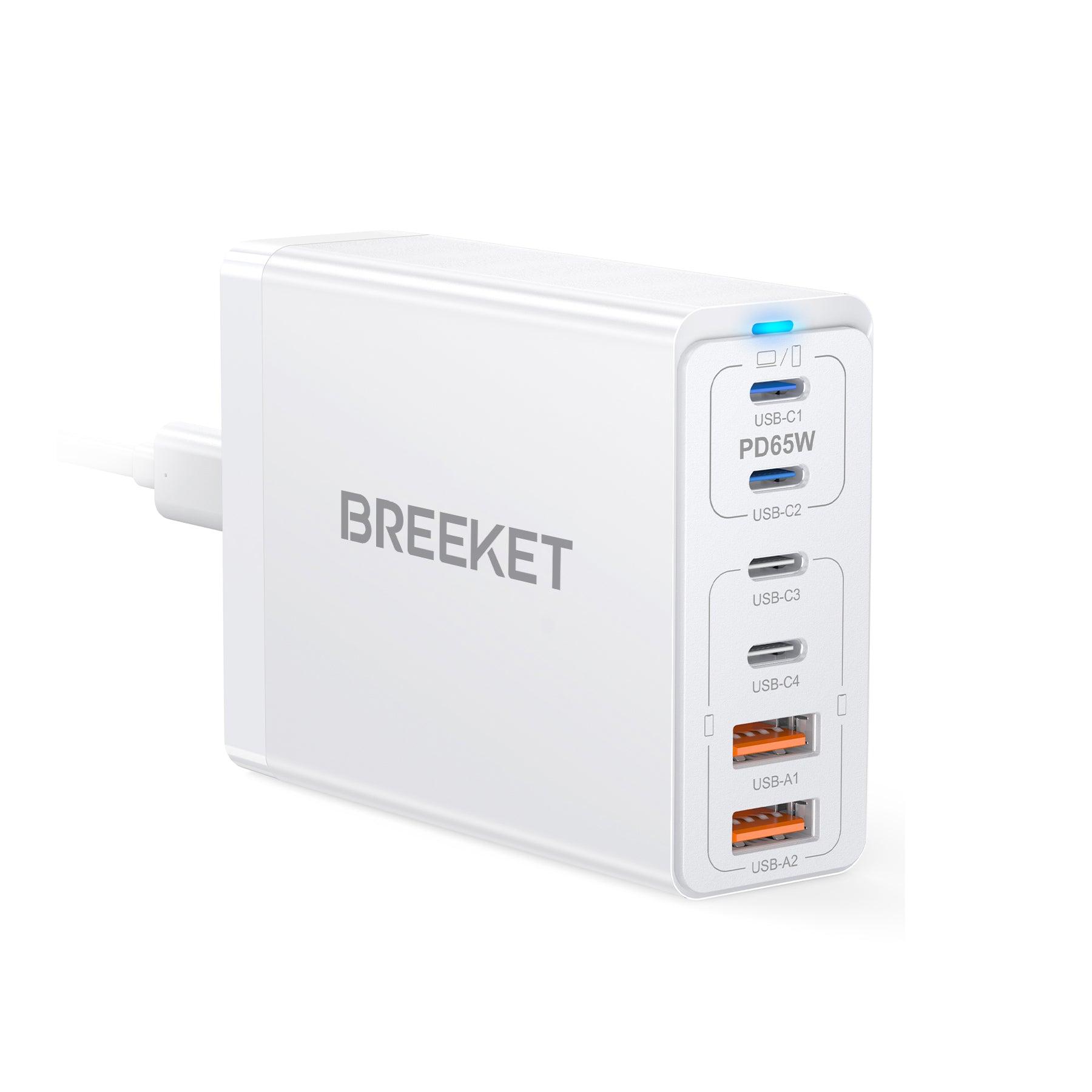 BREEKET 6-Port 120W USB C Fast Charger for iPhone, Laptops, and More - BREEKET