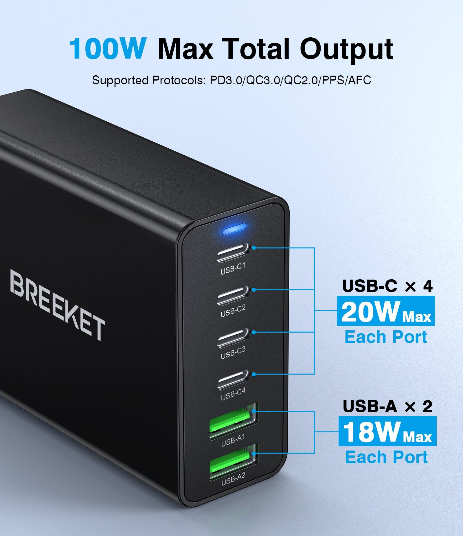 BREEKET 6-in-1 Fast Charger 100W - BREEKET