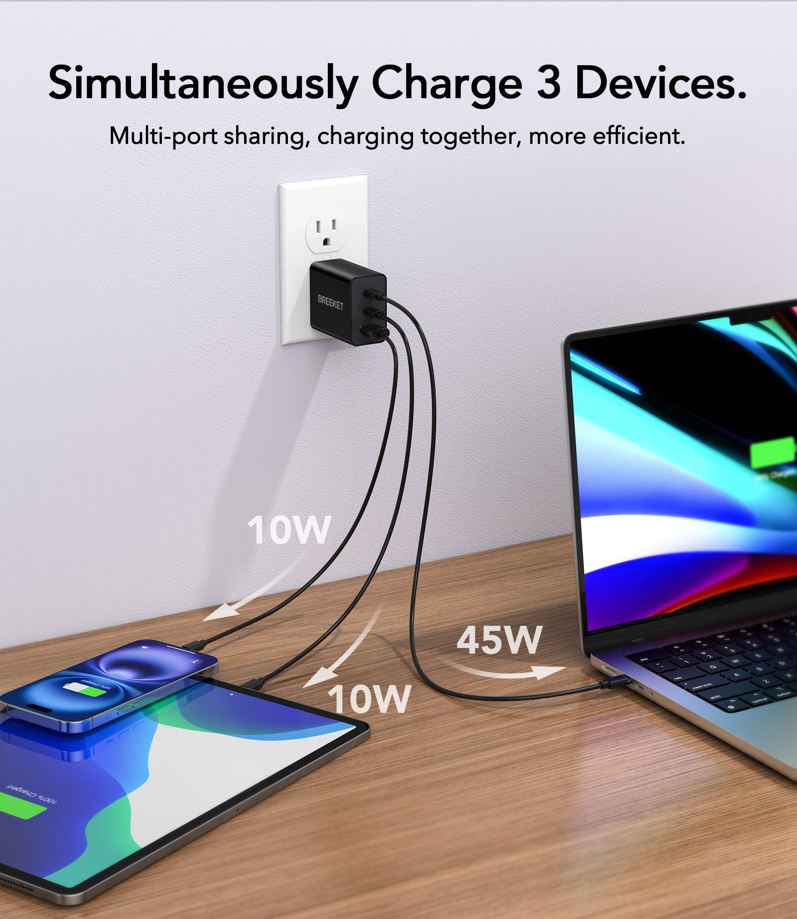 BREEKET 3 Ports 65W Fast Charging Station for Multi Devives - BREEKET