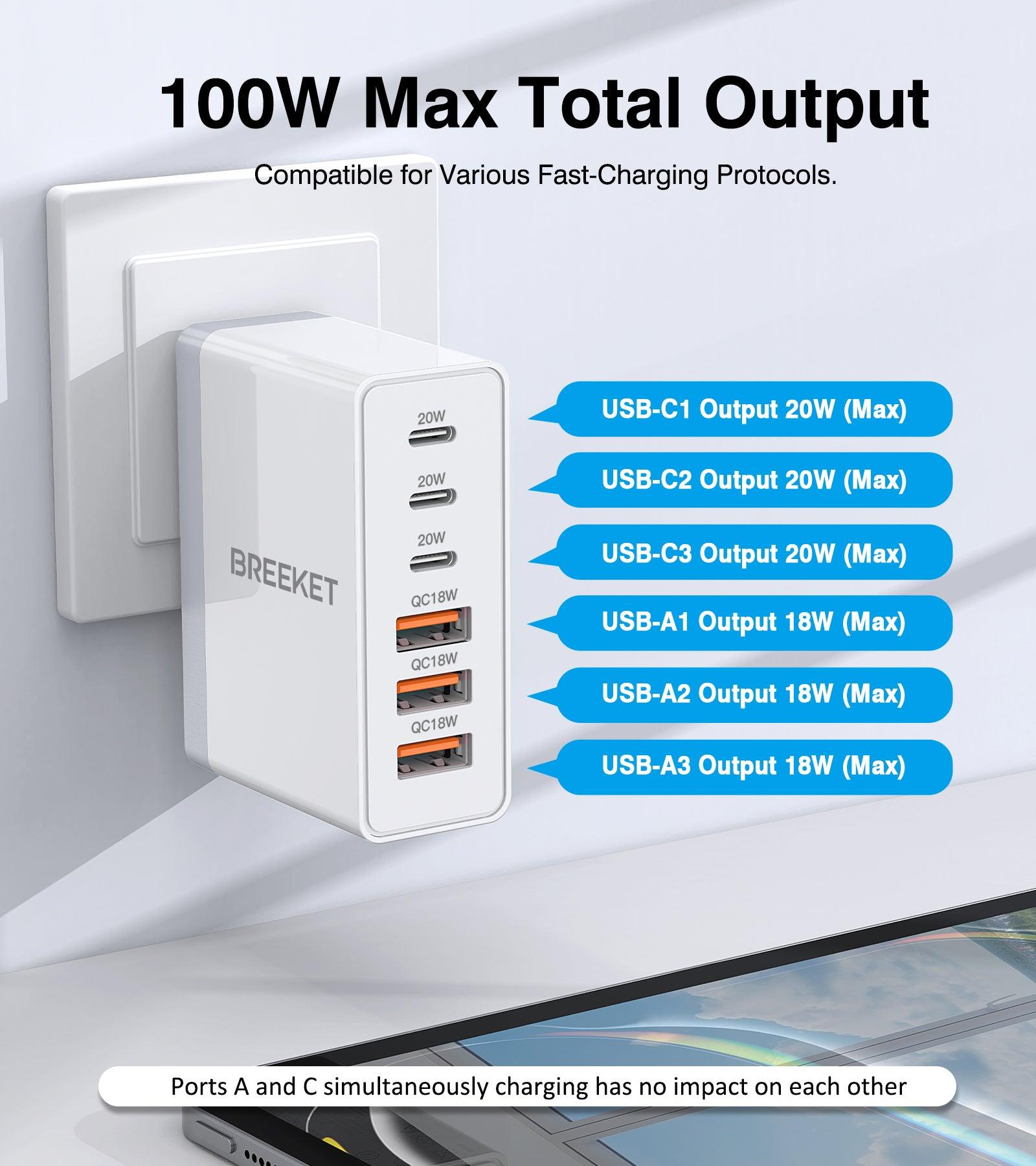 BREEKET 100W 6-Port Wall Charger - BREEKET