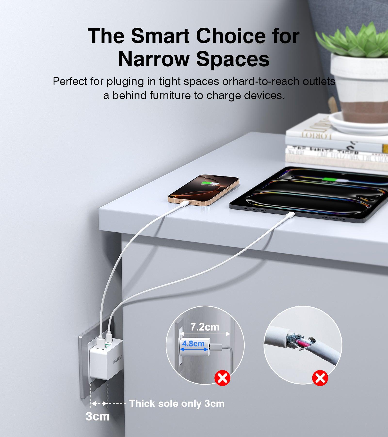 BREEKET 5-Port USB-C & USB-A Fast Charging Block for Multi-Device Power - BREEKET