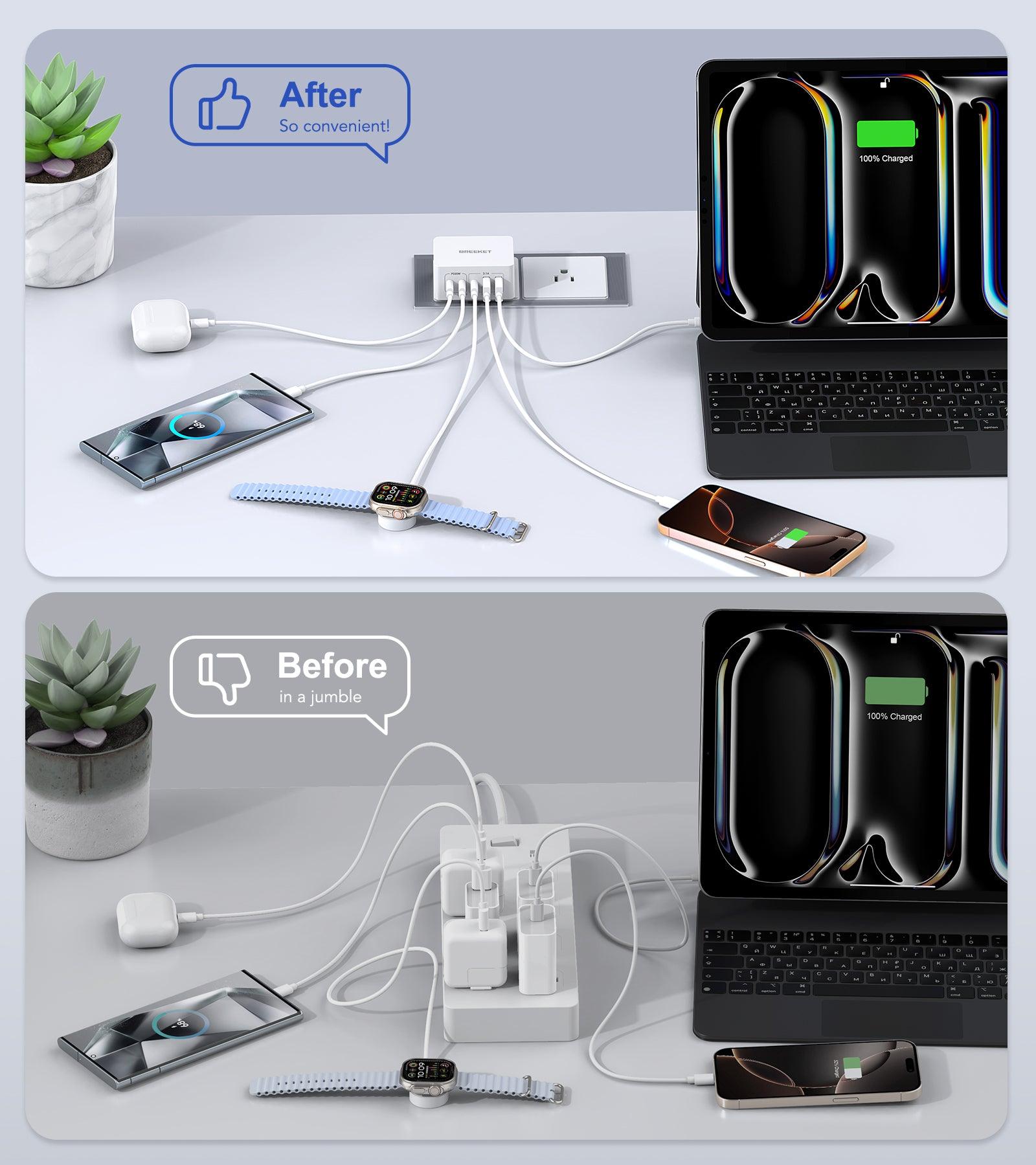 BREEKET 5-Port USB C Wall Charger - BREEKET