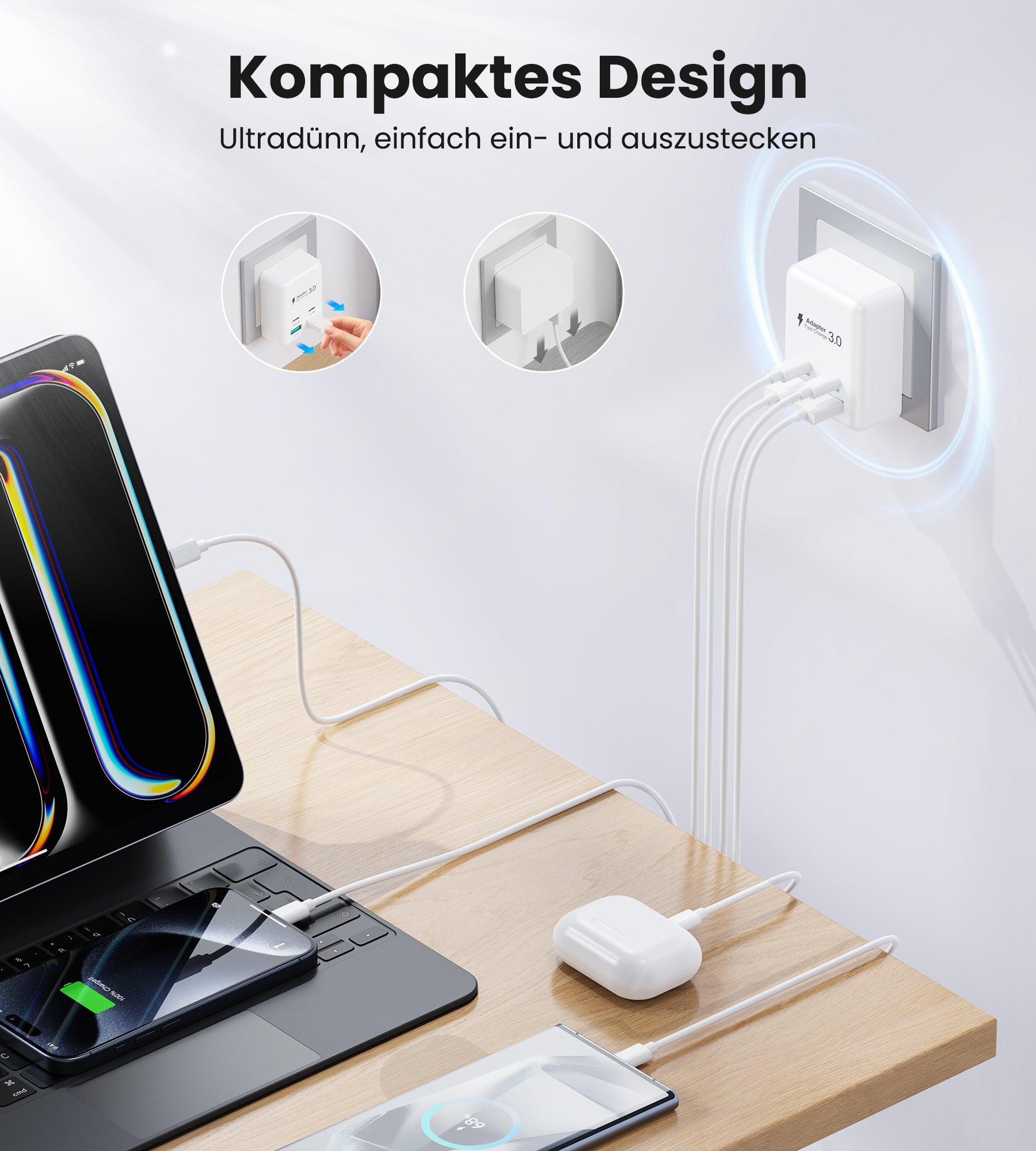 BREEKET 4-Port USB-C & USB-A Fast Charger | Dual USB-C 20W + Dual USB-A 18W Power Adapter - BREEKET