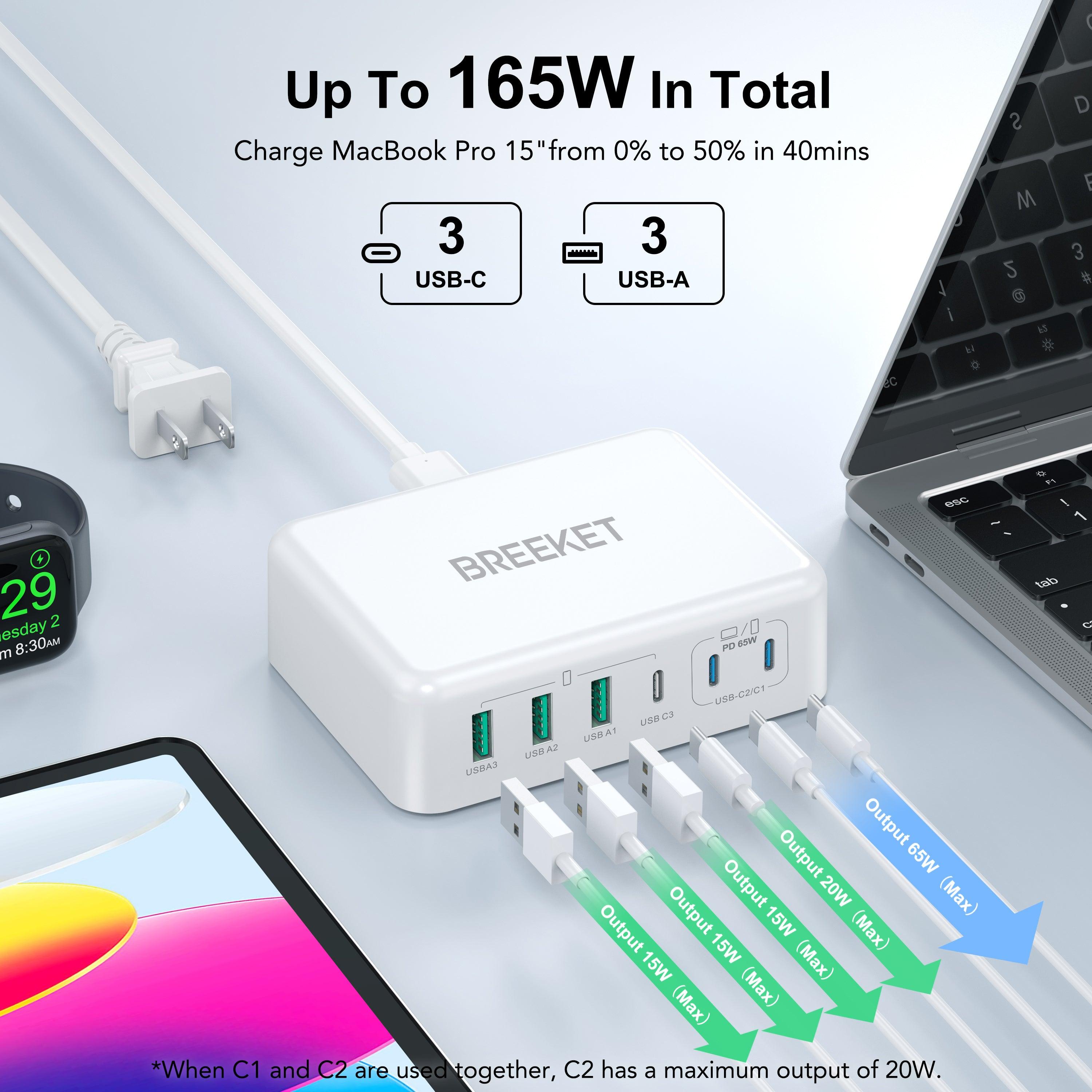 BREEKET 165W 6-in-1  USB C Ports Charging Station - BREEKET