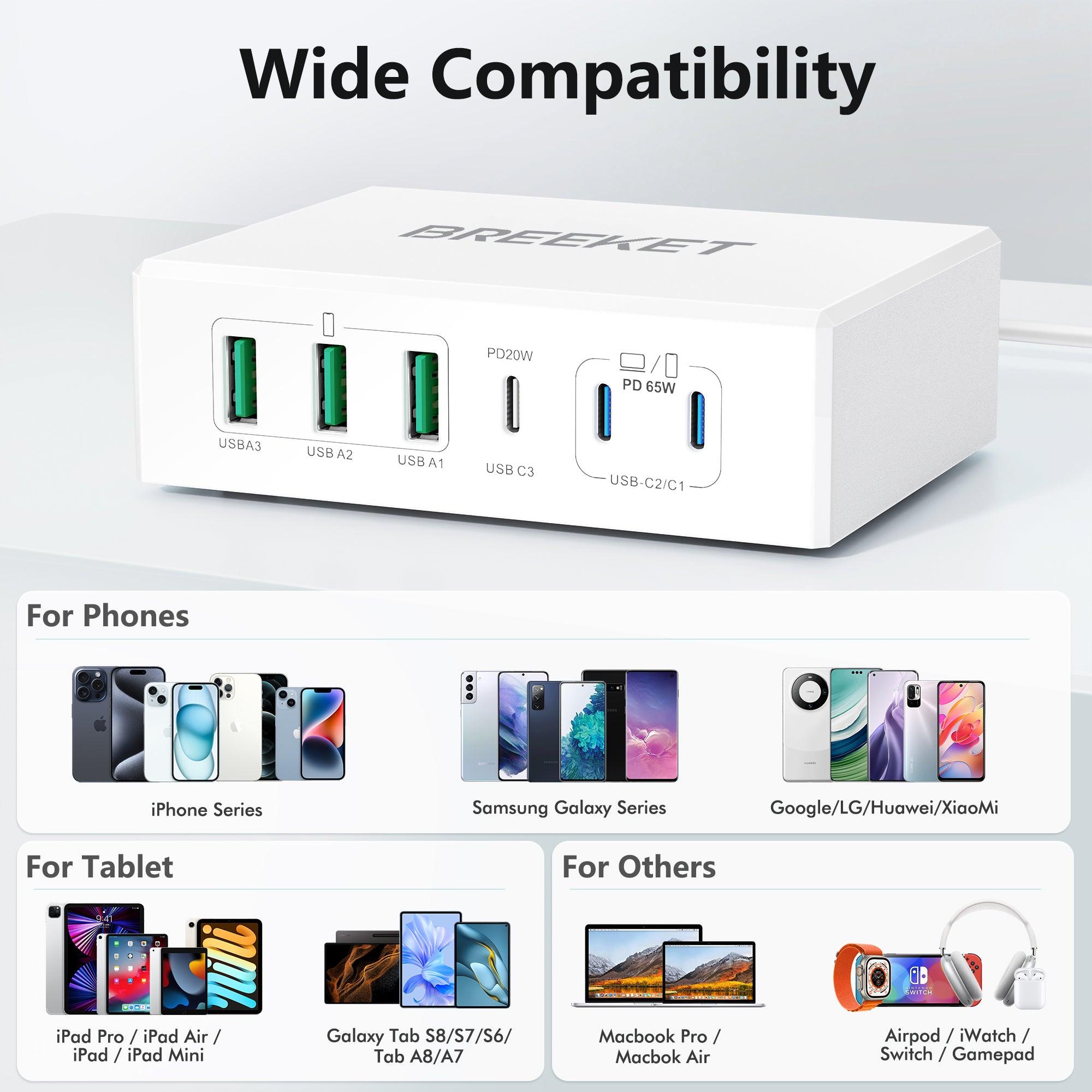 BREEKET 165W USB C 6-Port Charger Station - BREEKET