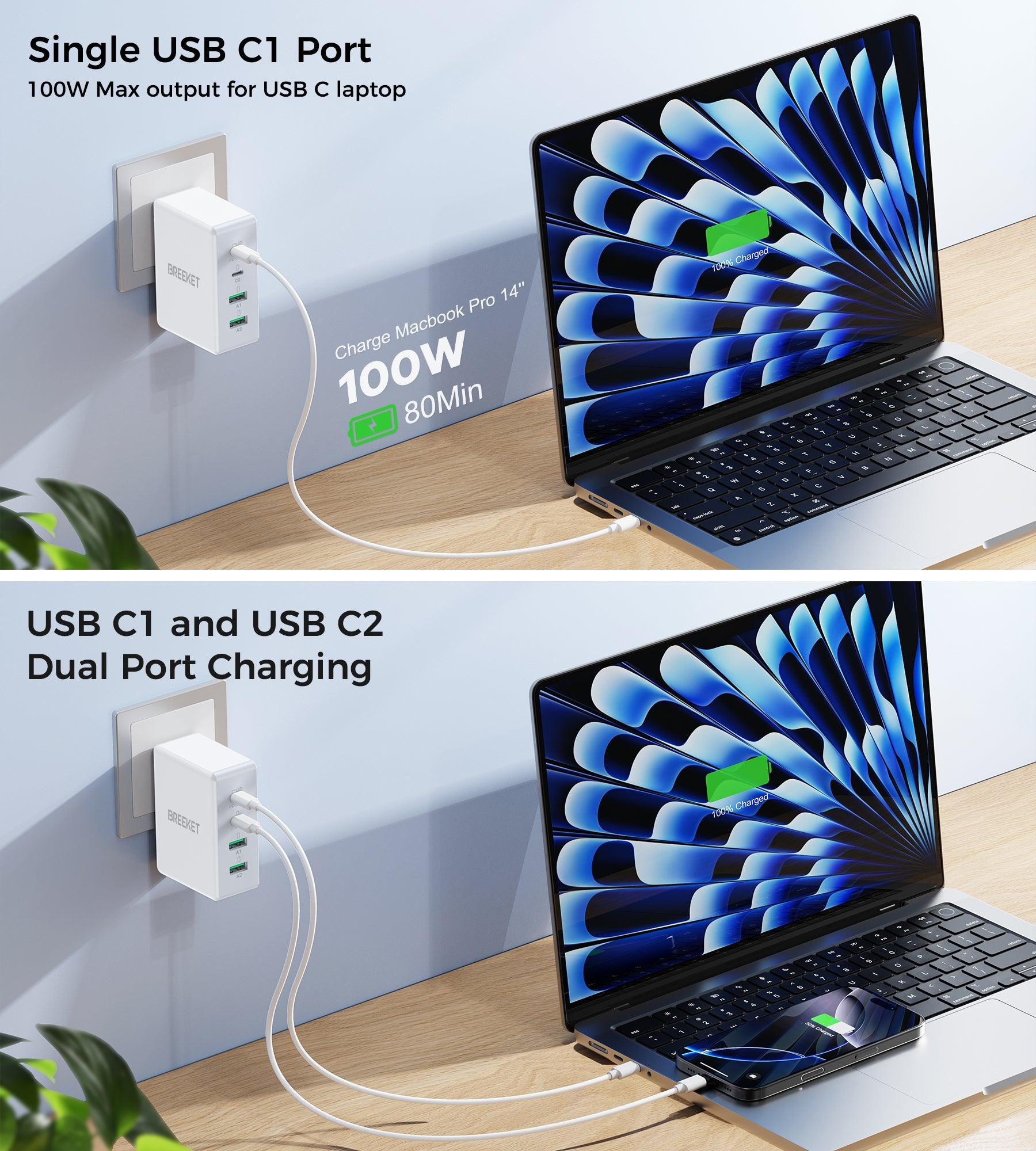 BREEKET 156W USB C Wall Charger, Fast Charger for for Phone, Laptop and Tablets - BREEKET