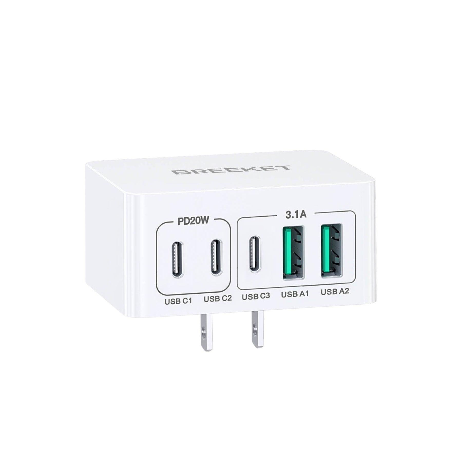 BREEKET 5-Port USB C Wall Charger - BREEKET