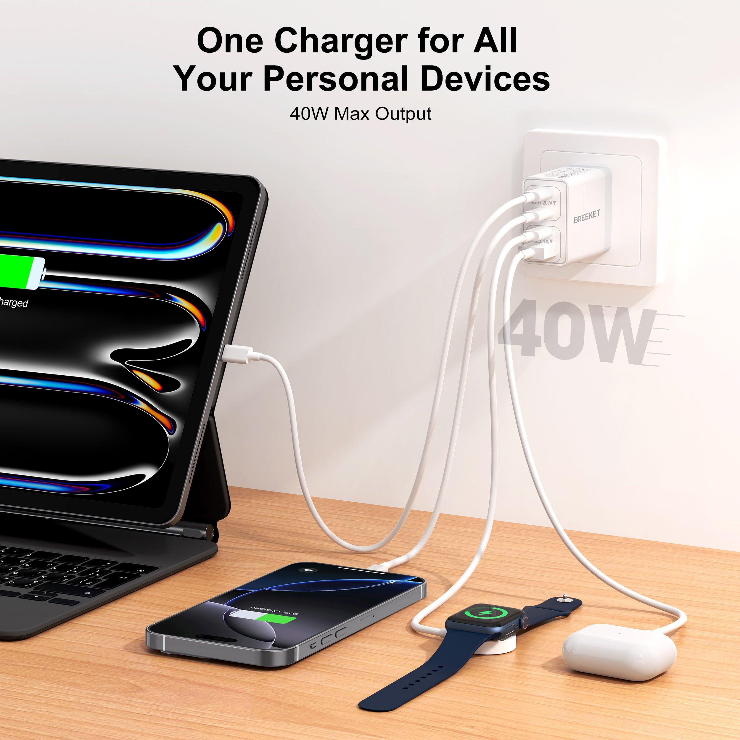 BREEKET 40W 4-Port Wall Charger - BREEKET