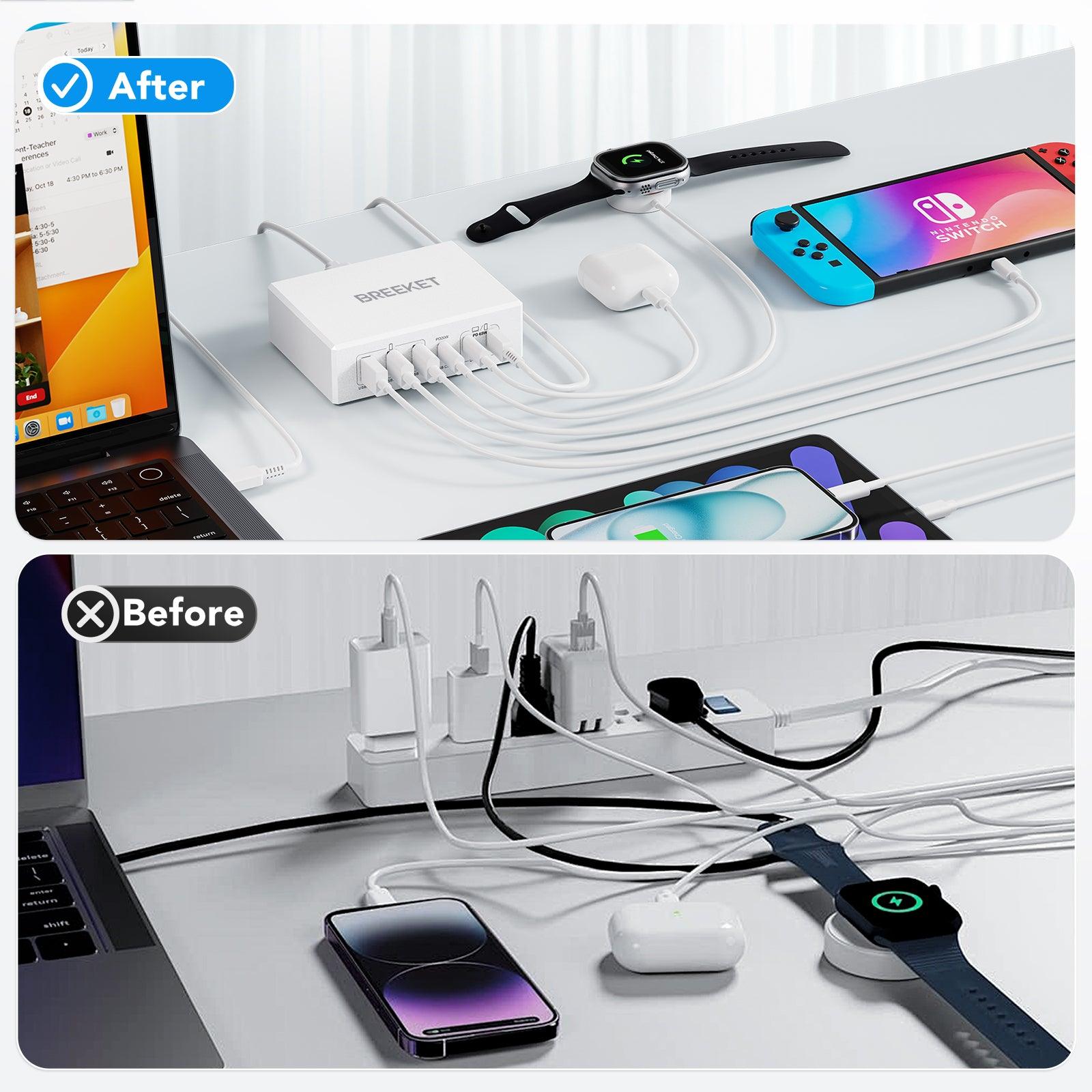 BREEKET 165W USB C 6-Port Charger Station - BREEKET