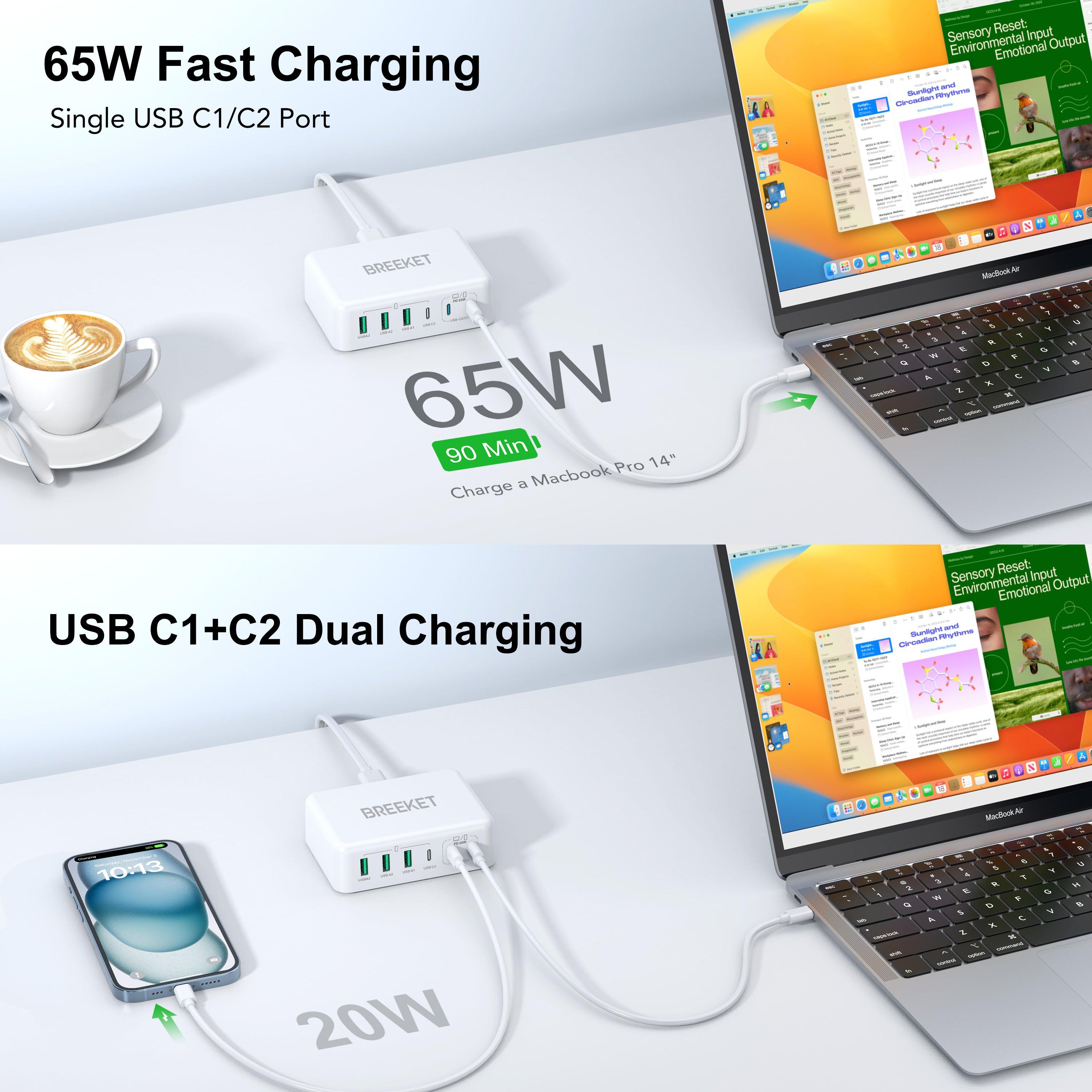 BREEKET 165W 6-in-1  USB C Ports Charging Station - BREEKET