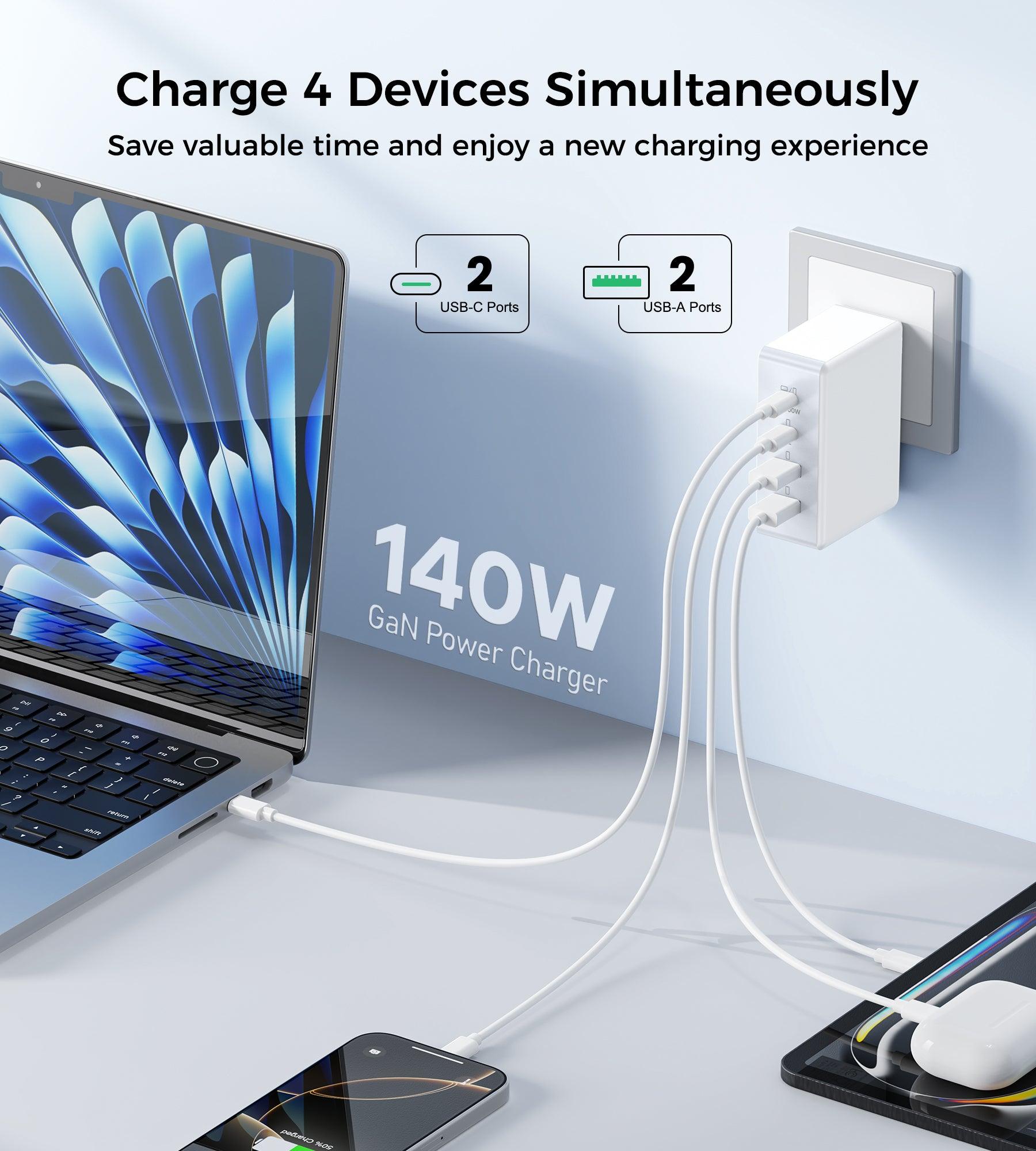 BREEKET 156W USB C Wall Charger, Fast Charger for for Phone, Laptop and Tablets - BREEKET