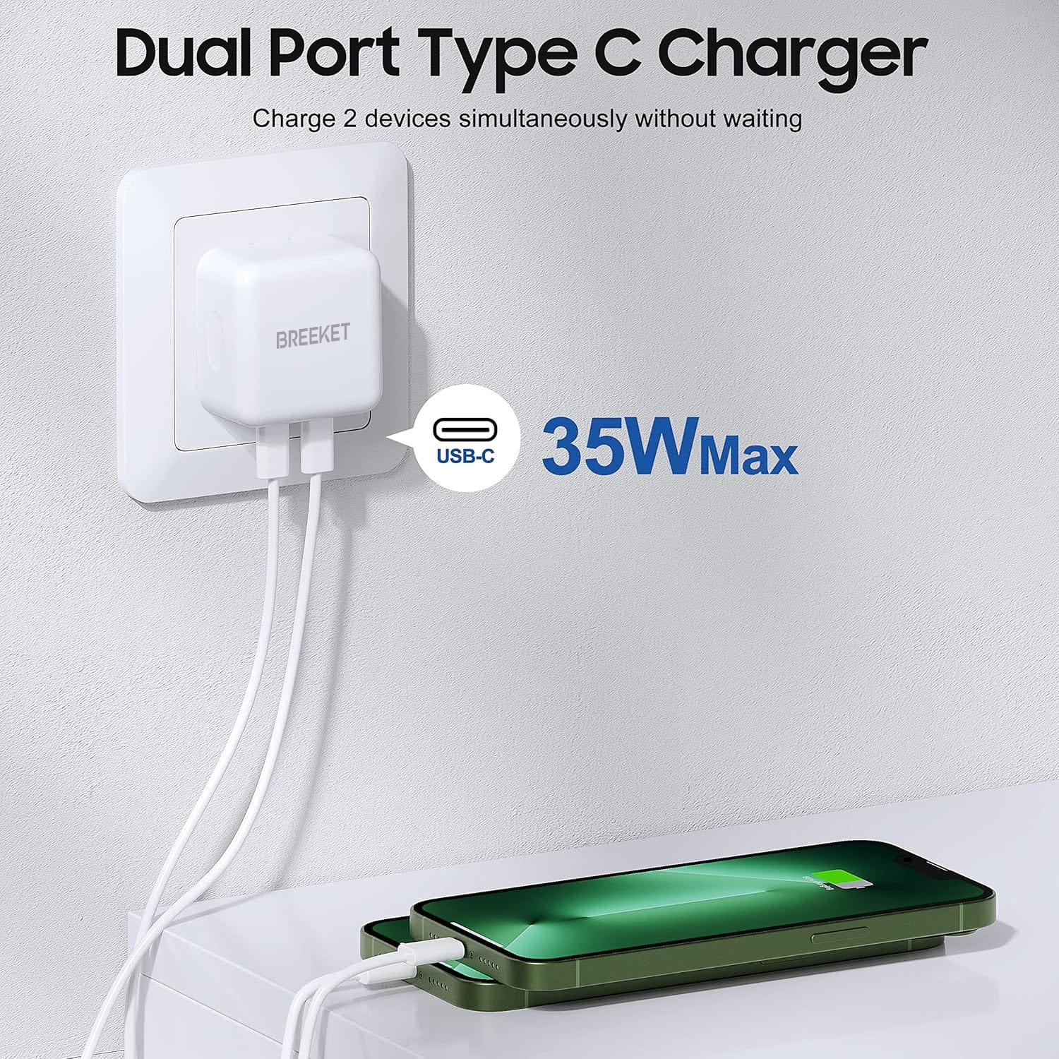 BREEKET 35W 2-Port USB C Fast Wall Charger - BREEKET