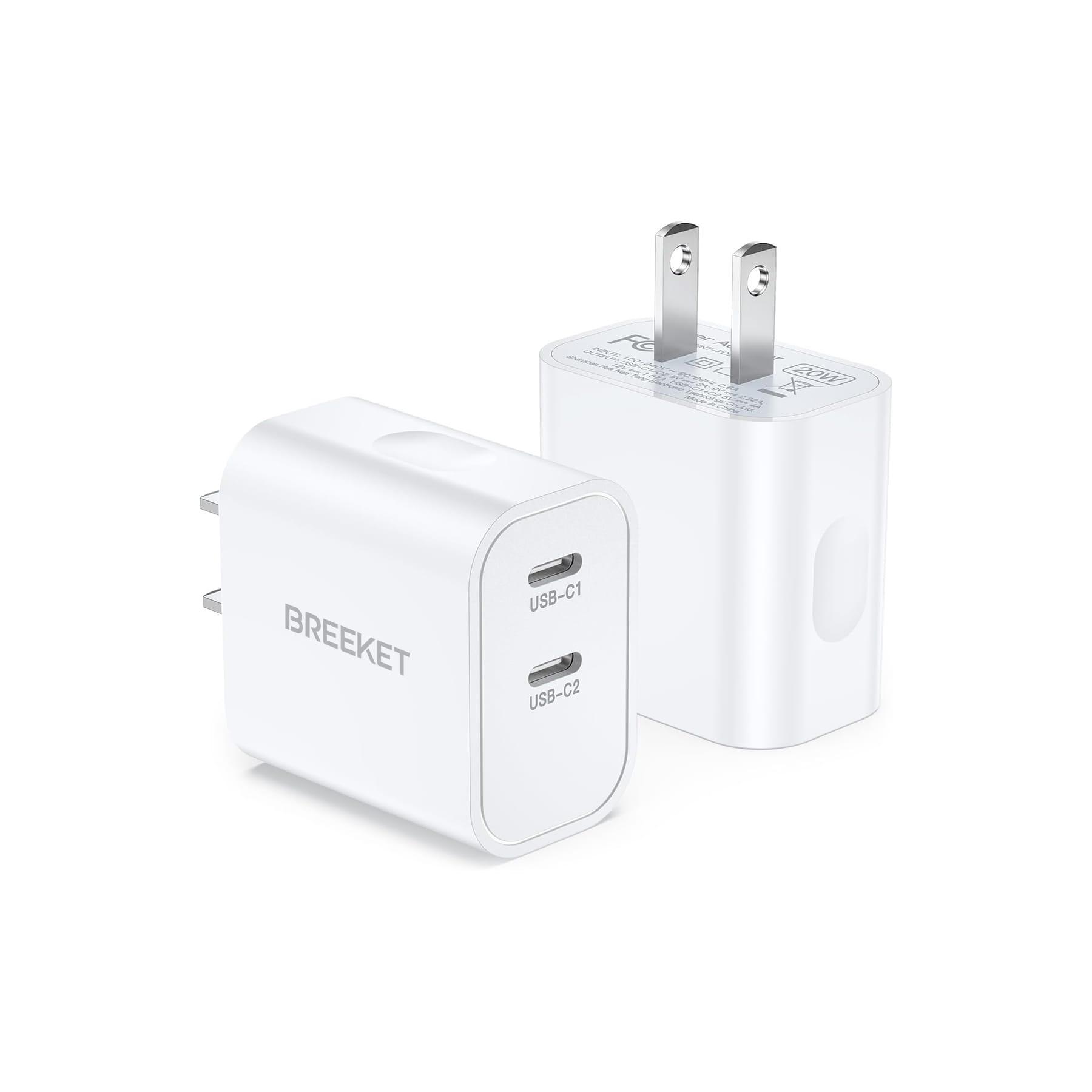 BREEKET 20W Dual USB-C Port Fast Wall Charger - BREEKET